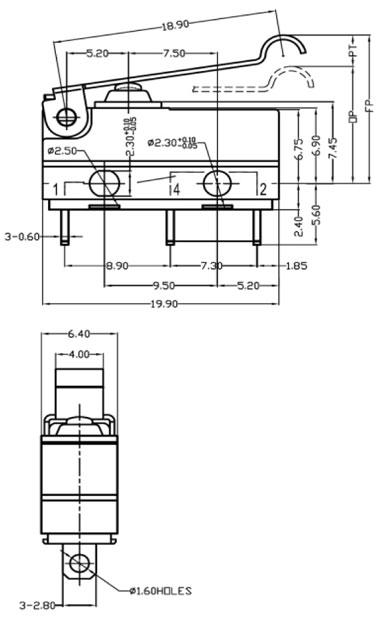 防水微動開關(guān)-G9S05D1尺寸