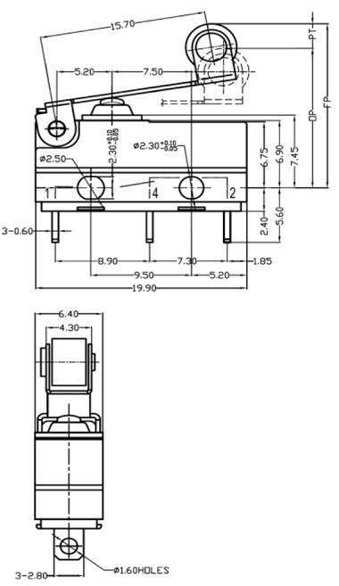 防水微動開關(guān)-G9S06D1尺寸