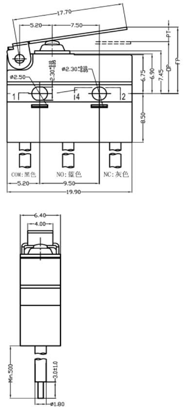 防水微動開關(guān)-G9E01W1尺寸